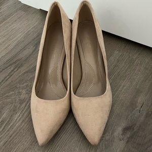 Nude suede heels